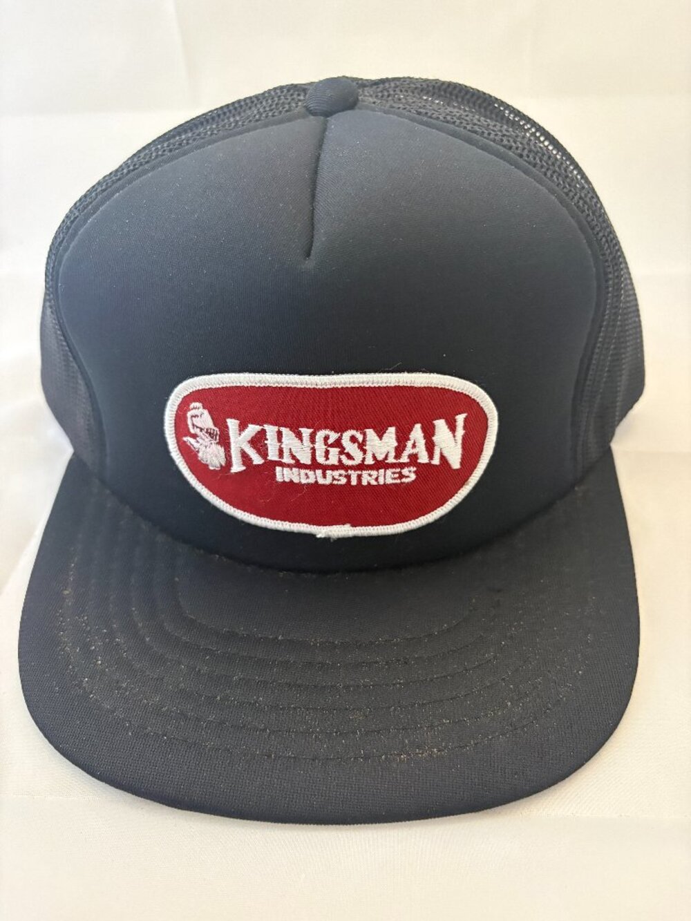 Vintage Kingsman Industries Trucker Hat Black Mesh Snapback Patch Cap